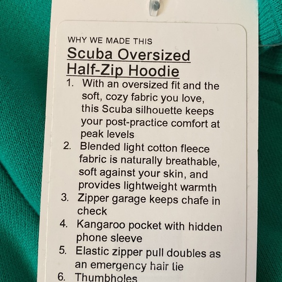 ❤️ Lululemon Scuba Oversized Half Zip Hoodie in Kelly Green XS/S NWT - Picture 8 of 9